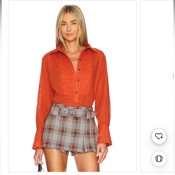 Free People “Black Tie Tux” Top in Tiger Red - Picture 6 of 13